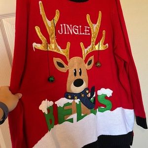 Jingle bells/reindeer tacky Christmas sweater